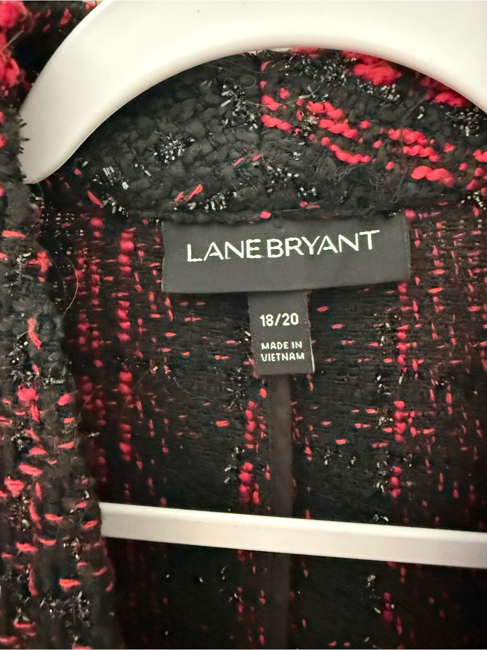 Lane Bryant Red and Black Plaid Bouclé Blazer Jacket - Picture 3 of 4